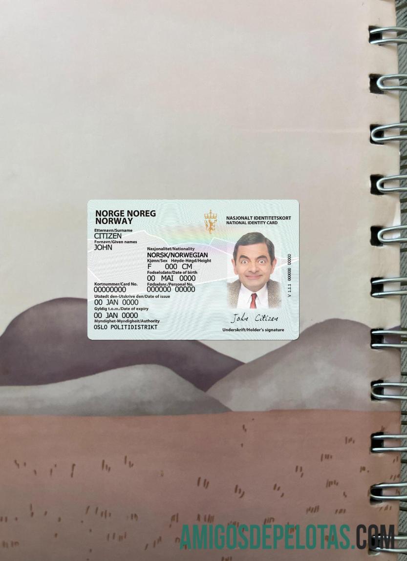 Norway ID Card Version 2 olhar de foto frente modelo